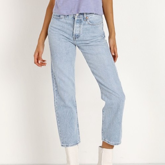 Levi’s Blue Wedgie Straight 100% Cotton Denim Jeans Size 28 High Rise - Picture 10 of 10